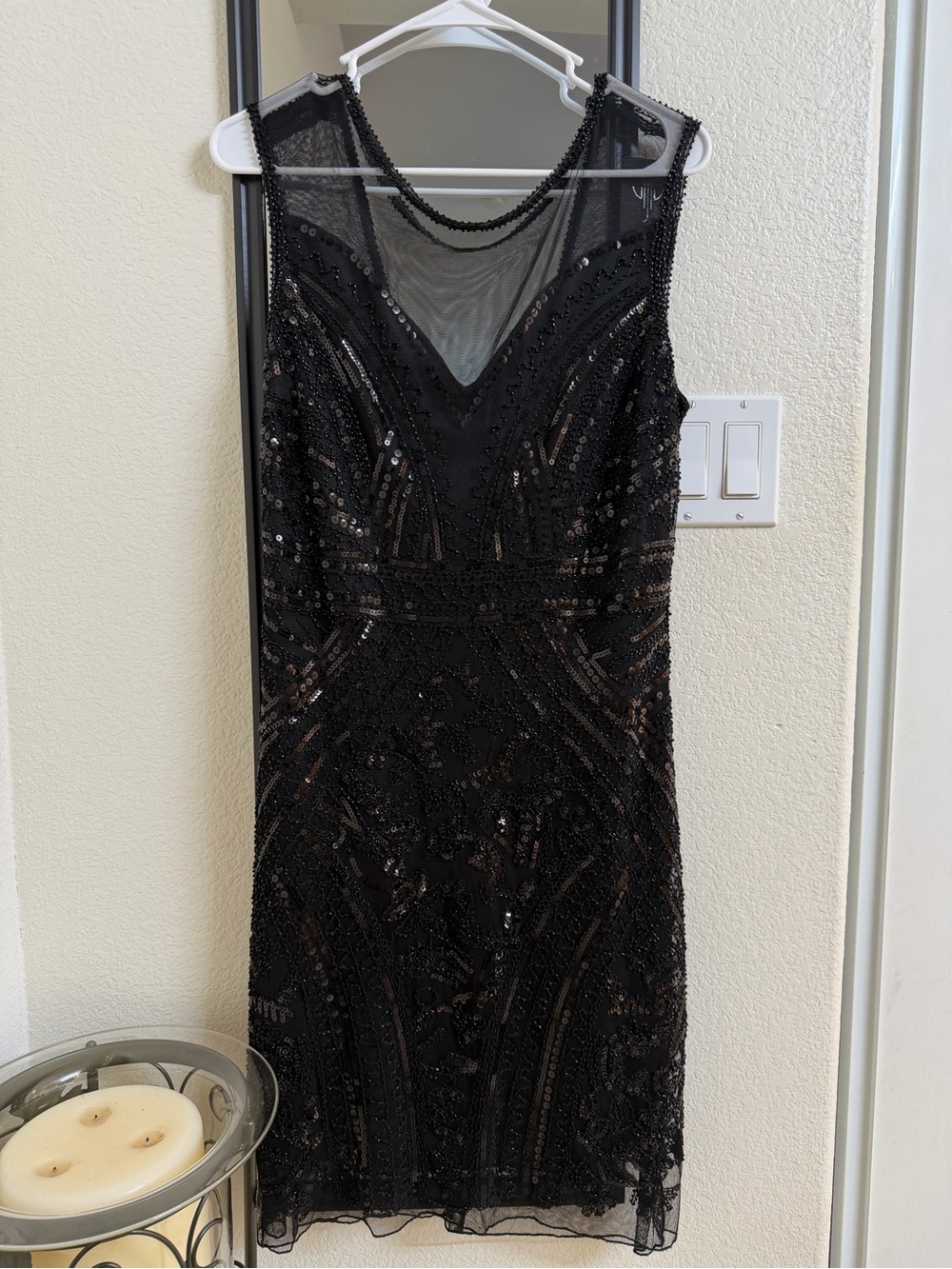 Black Sequins Sleeveless Cocktail Dress